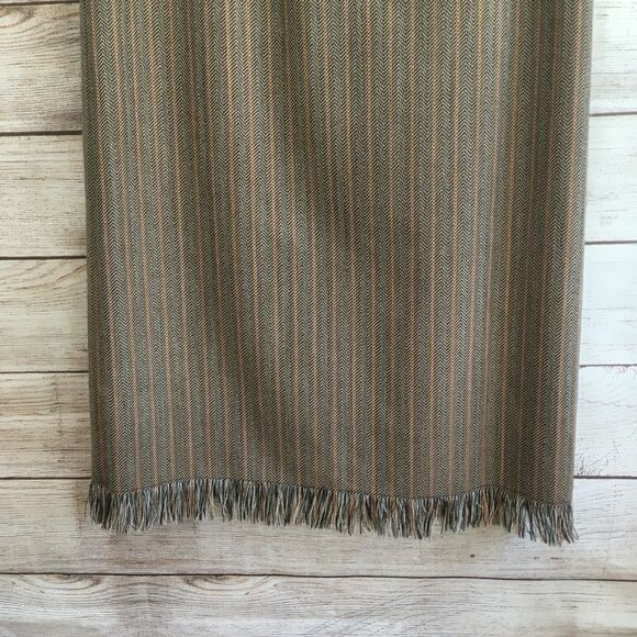 BENARD HOLTZMAN 100% WOOL HERRINGBONE MIDI SKIRT WITH‎ FRINGE HEM - Picture 4 of 6